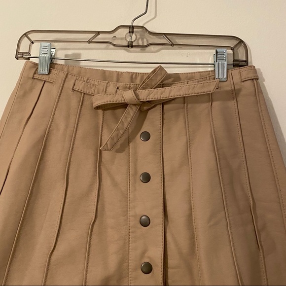 Free People Tan Leather Button-up Skirt - Picture 6 of 8